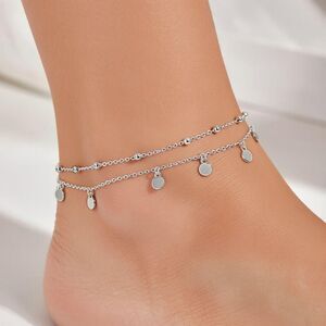 Layered Sterling Silver Anklet 9+1.5"